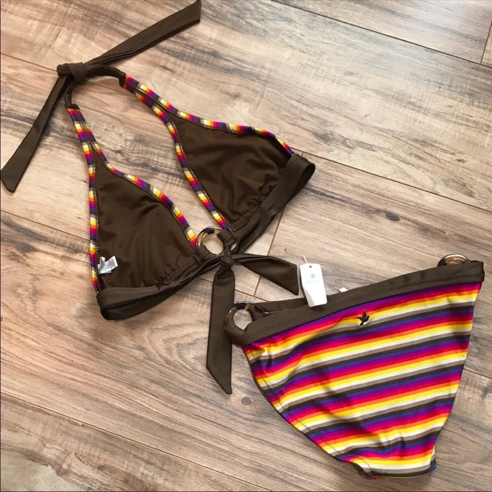 ‼️S🚫LD‼️ NWT Aerie Bikini Set Swimsuit Multicolor - Picture 2 of 7